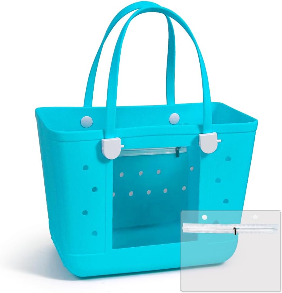 Rubber Beach Bags with Visual Window, Extra Large Waterproof Sandproof Rubber Tote Bag for Pool,Boat & Travel