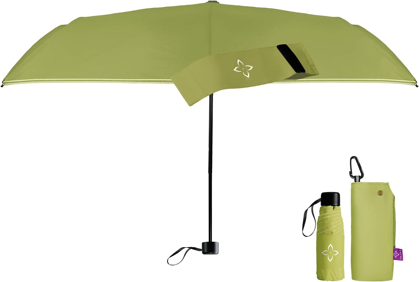 Windproof Travel Mini Umbrella - Manual Open Close with No Rebound for Seniors & Kids, Small Compact and Portable for Rain, Reflective Design for Night Safety Men & Women