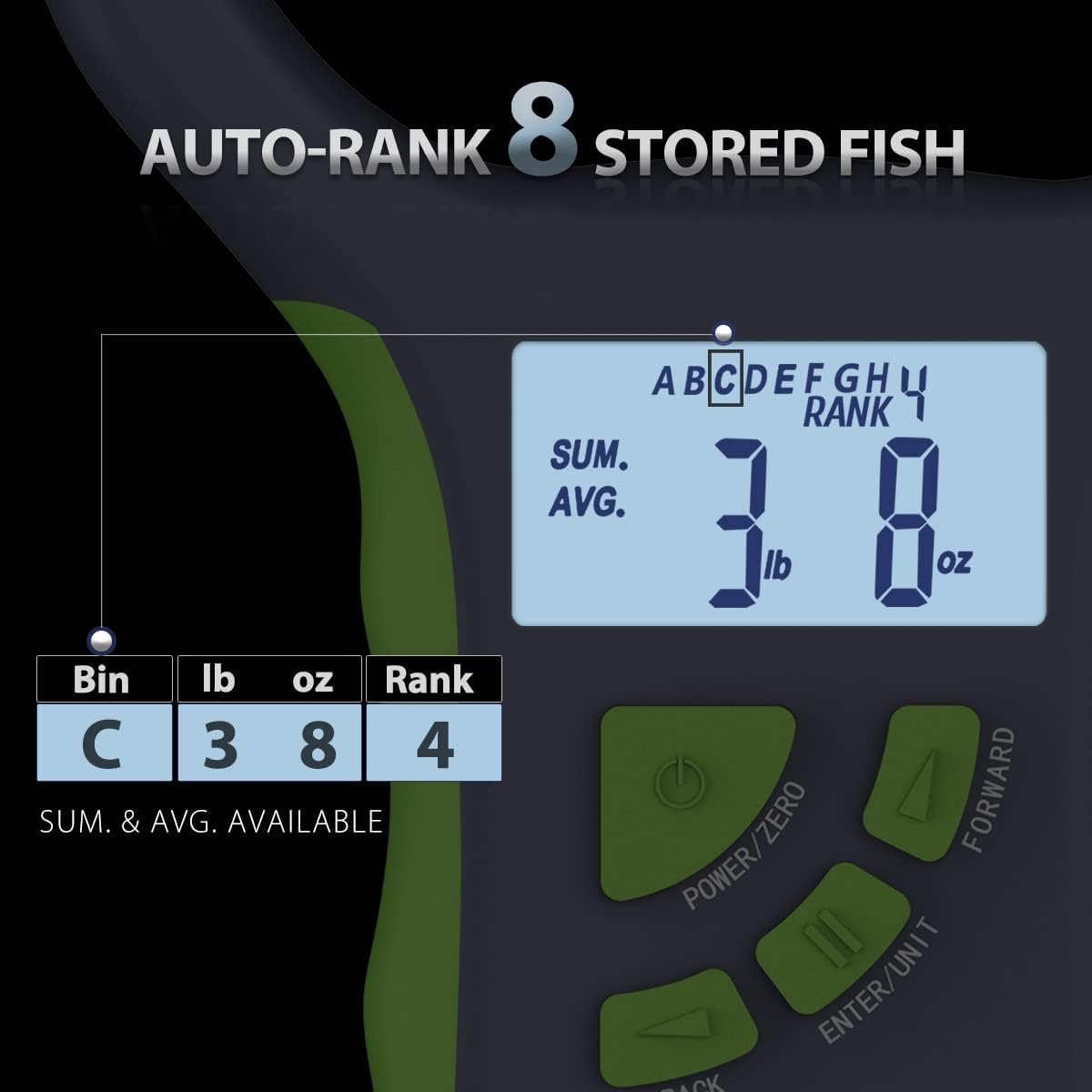 SNAIL TRAIL Fish Scale with Lip Gripper, 50 lbs Tournament Bass Scale with 8 Storage Bins, Digital Fishing Weight Scale with Hook & Clamp, High Contrast Hanging Weigher for Boat, Fishing Gifts for Men