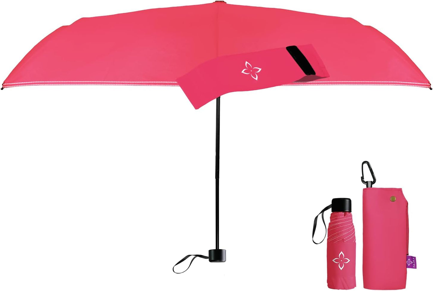 Windproof Travel Mini Umbrella - Manual Open Close with No Rebound for Seniors & Kids, Small Compact and Portable for Rain, Reflective Design for Night Safety Men & Women