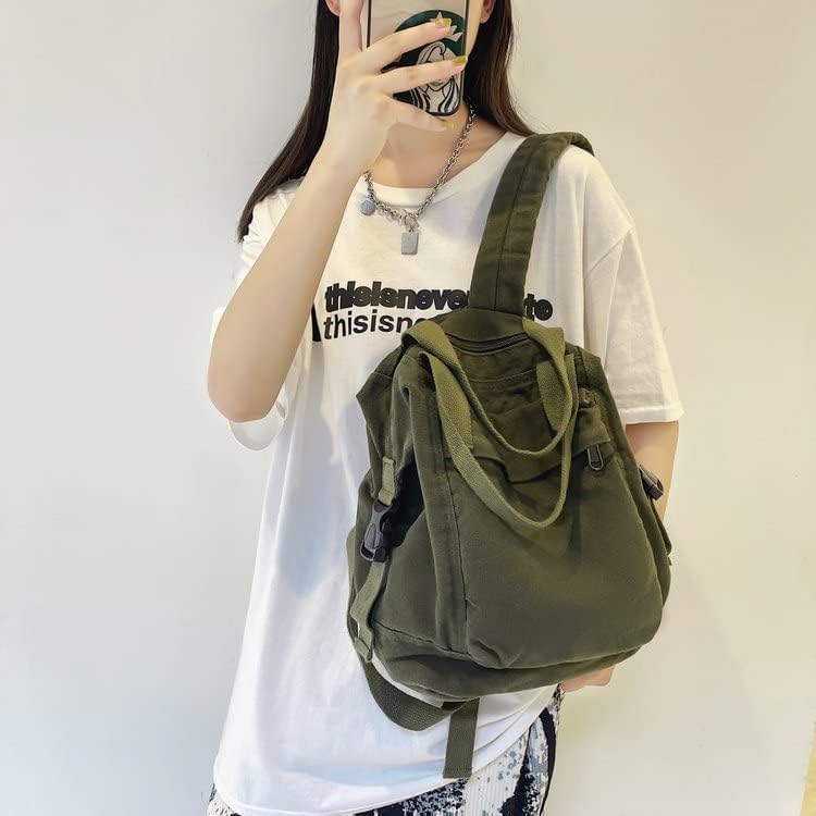 Small Boho Canvas Backpack for Women Vintage Style Outdoor Travel Bag Casual Daypack Grunge