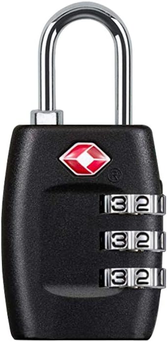 TSA Approved Luggage Lock,3 Digit Small Combination Padlock for Travel Suitcase (Black)