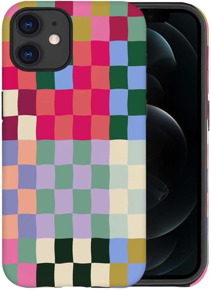 SEized Case Compatible with for iPhone 12,Colorful Checkerboard Phone Case for Girl Women Boy Men,Durable Protection Case for iPhone 12