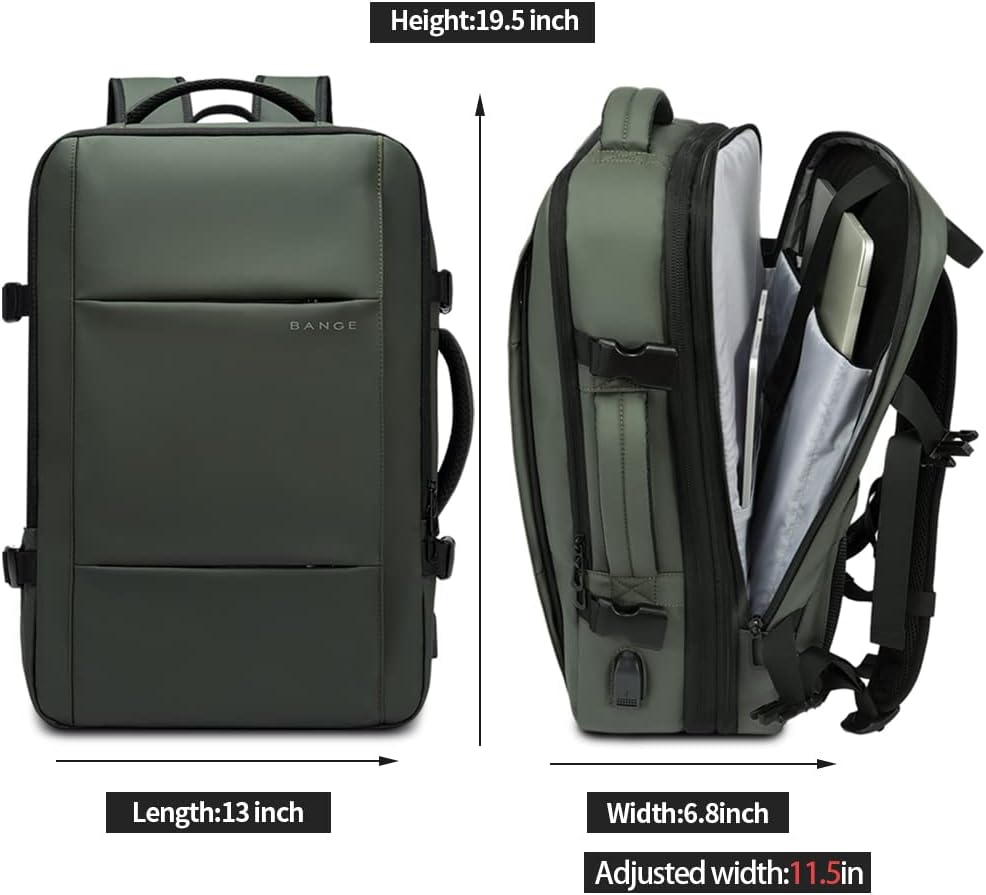 BANGE Carry-on Backpack, 45L Expandable Travel Backpacks,Weekend Backpack Briefcase,Waterproof