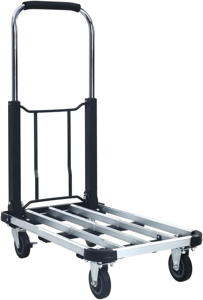 SKM Foldable Transport Trolley 330.7 lb Aluminum Silver, (Weight 17.33KG)