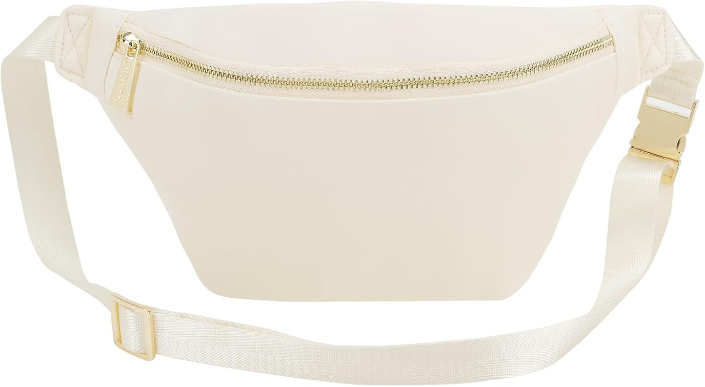 Fanny Pack Nylon Waist Pack for Women Men Crossbody Bag Everywhere Belt Waist Bag (Beige)
