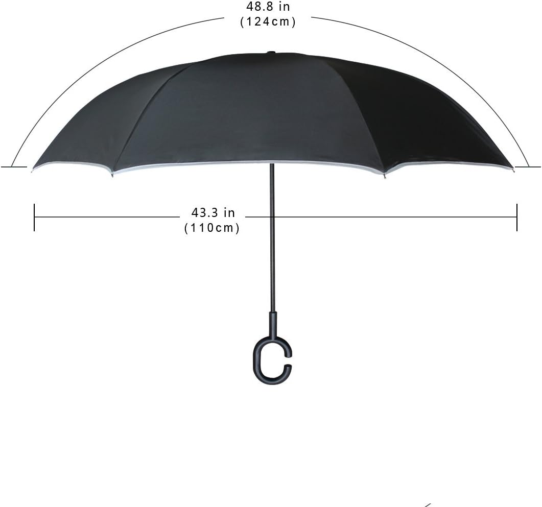 ALAZA Vintage Tattoo Skull Windproof Inverted Open Close Reverse Rain Umbrella Inside Out Quality Waterproof Parasol Upside Down Stick Shelter with Hook c Handle