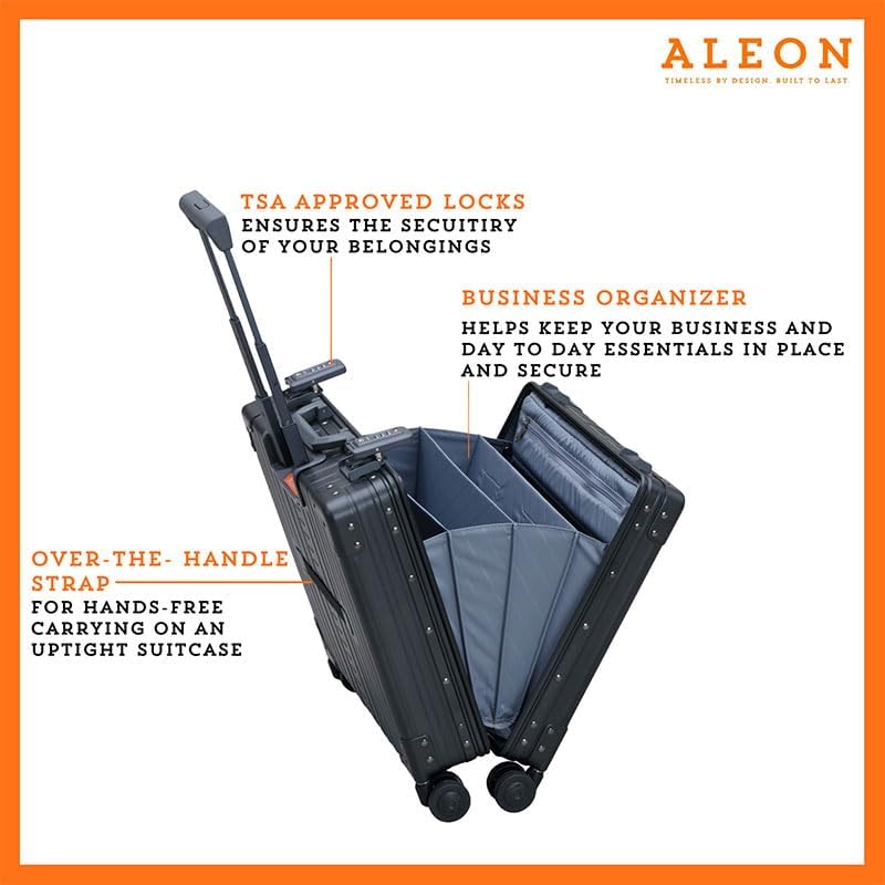 Aleon All Aluminum Lightweight 17" Rolling Laptop Catalog Case, Vertical Opening with TSA Locks & Aircraft-Grade Aluminum Frame