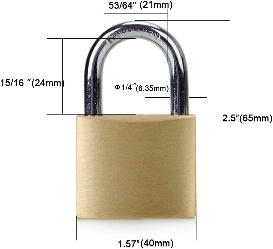 ABRAFOX Solid Brass Same Keyed Padlock keyed Alike Weatherproof Locks （1-9/16 inch 40mm-12pack