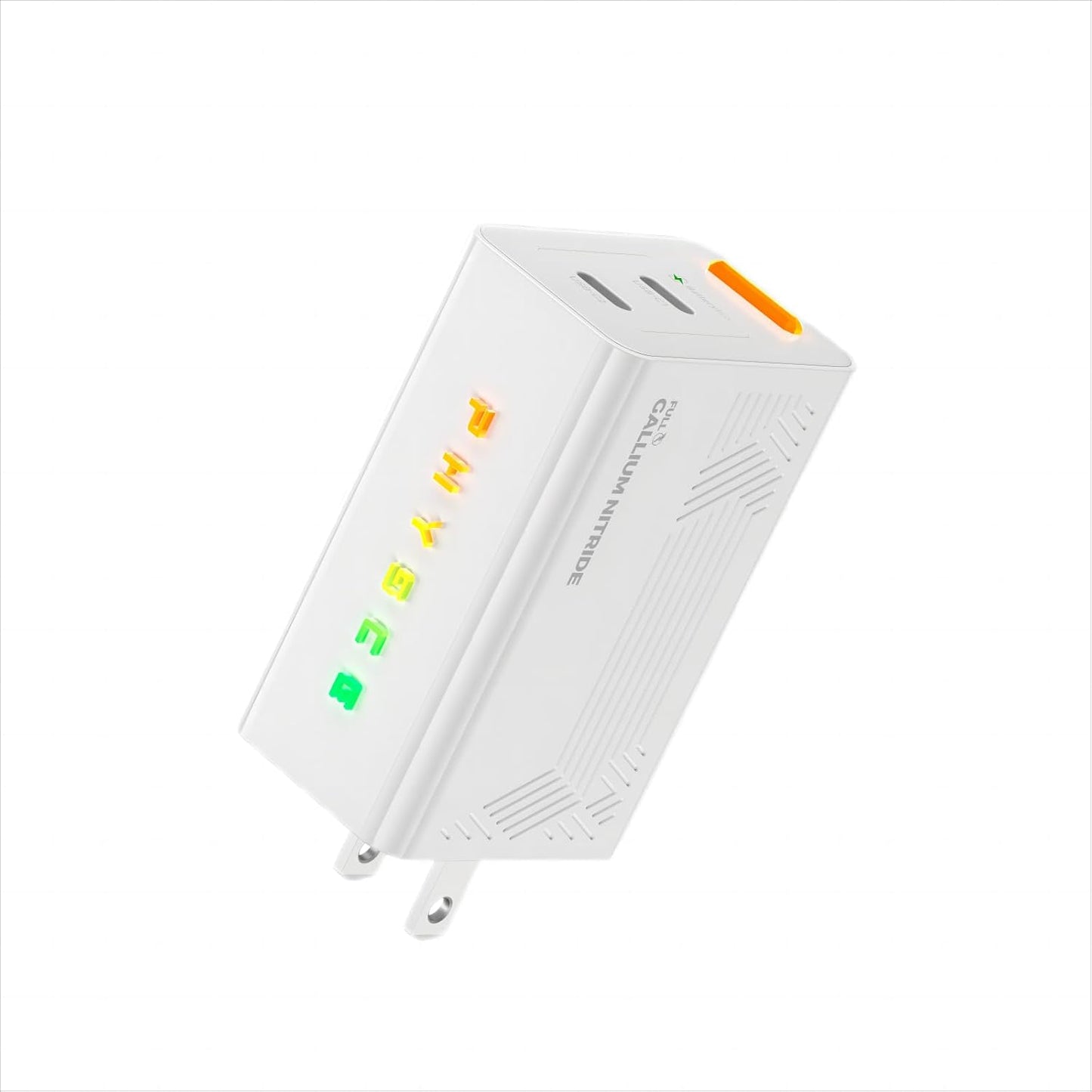 67W RGB Eco Fast Charger: 2-Port Type C Charger Compact Foldable Power Adapter Tablet Charger for iPhone 11-17 Series, MacBook, Galaxy, iPad Pro, Apple Watch (Stardust White)