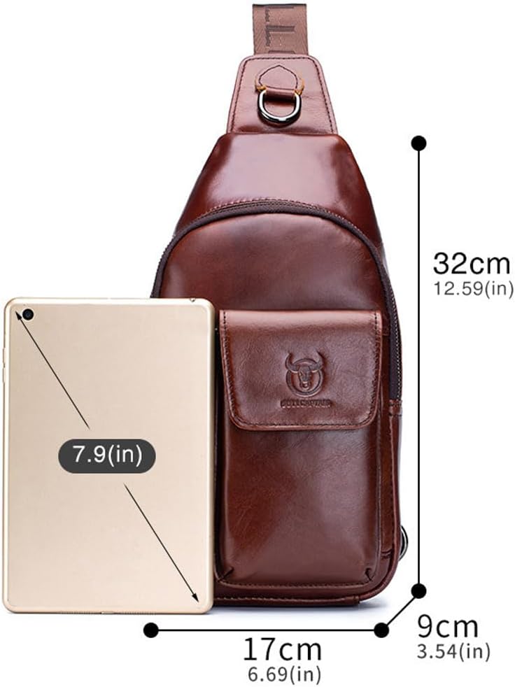 KPYWZER Vintage Leather Sling Bag Backpack for Men Crossbody Shoulder Chest Day Pack Backpacks