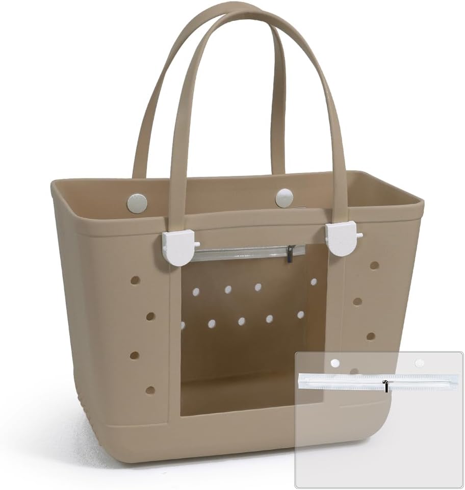 Rubber Beach Bags with Visual Window, Extra Large Waterproof Sandproof Rubber Tote Bag for Pool,Boat & Travel