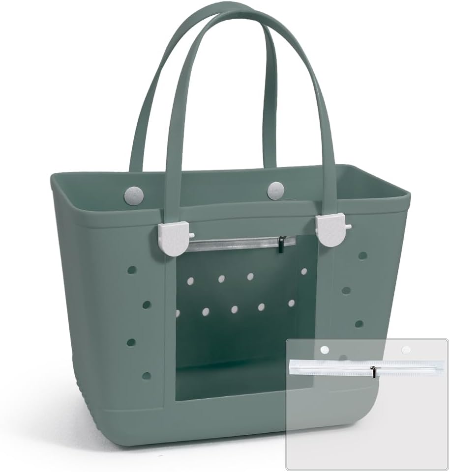 Rubber Beach Bags with Visual Window, Extra Large Waterproof Sandproof Rubber Tote Bag for Pool,Boat & Travel