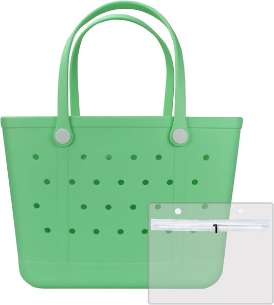 Medium Beach Bag, Waterproof Rubber Beach Bag, Washable Open Tote Bag Durable Tote Travel Bags for Outdoor Sport