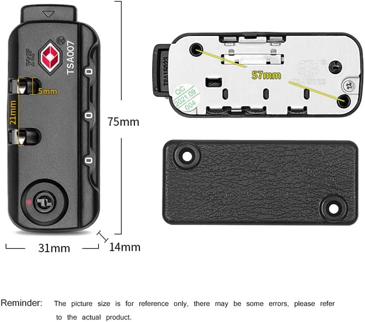 TSA007 Padlock Luggage Travel Lock and 3 Digits Self-Setting A Variety of Different Combinations Luggage Bag Travel Security Code Lock, Black, 2 Pack