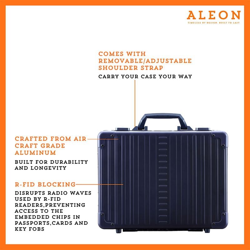 15" Aluminum Briefcase for Men & Women - Durable Hard Case Attache for Business, Work & Documents - RFID Blocking Organizer