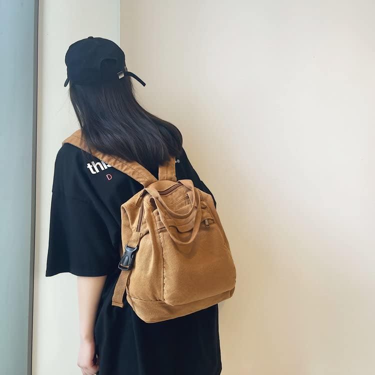Small Boho Canvas Backpack for Women Vintage Style Outdoor Travel Bag Casual Daypack Grunge