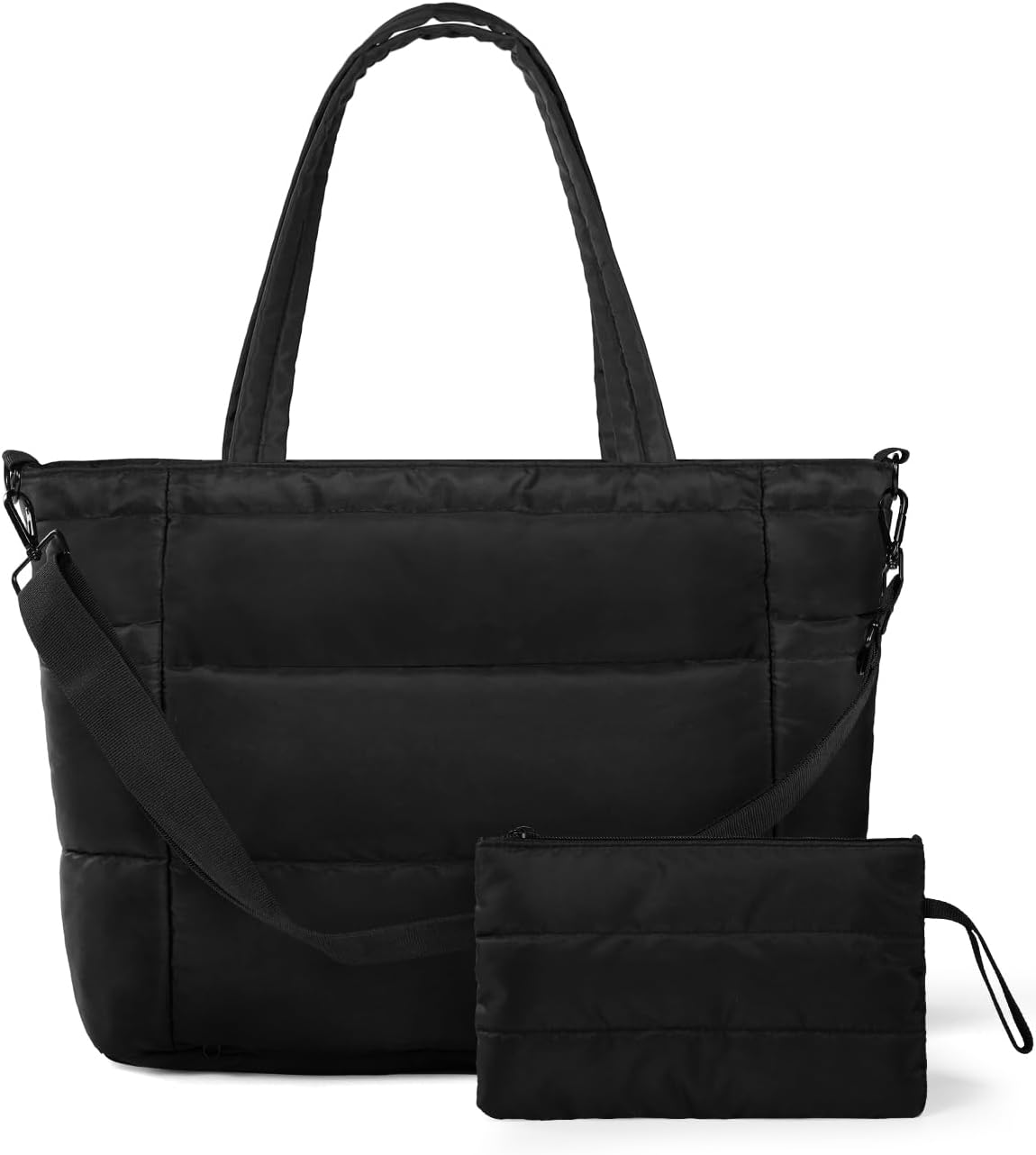 Puffer Tote Bag for Women, Lightweight Quilted Work Purse with Phone Pocket Fits 15.6" Laptop for Nurse Teacher Travel