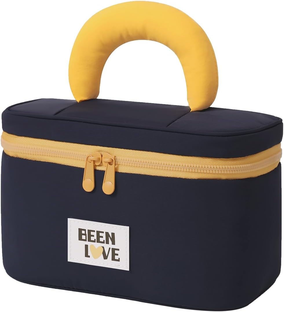 Travel Makeup Bag Cute Cosmetic Bag for Women Large Capacity Makeup Case Organizer Bag Toiletry Bag Portable Waterproof Make Up Bags with Handle and Divider, Navy