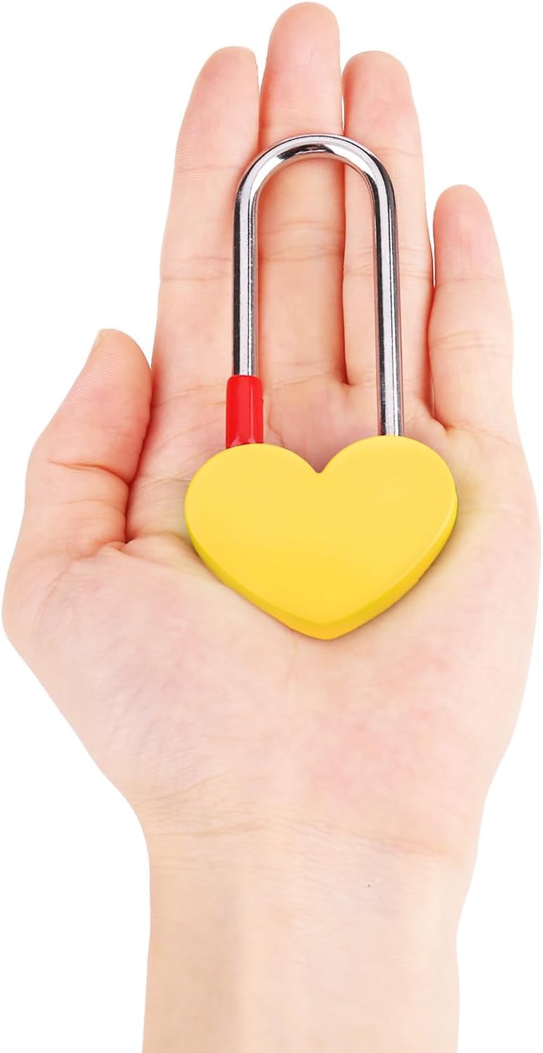3.5" 50mm Love Lock Heart Padlock,Yellow Single Heart Wish Lock for Lovers Wedding,Valentines,Anniversary,Travel, Valentines Day, Bridge(NO Key)
