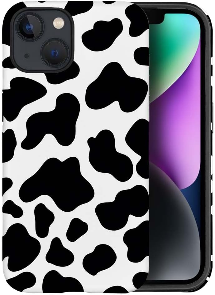 SEized Case Compatible with for iPhone 14 Plus,Black White Cow Pattern Phone Case for Girl Women Boy Men,Durable Protection Case for iPhone 14 Plus