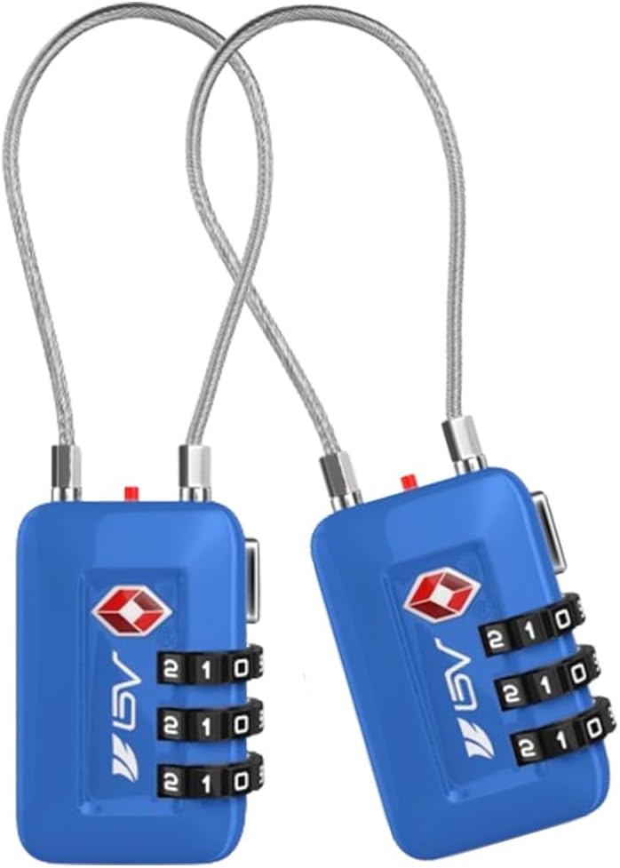 TSA Accepted Luggage Travel Lock, Set-Your-Own Combination Lock for School Gym Locker, Luggage Suitcase Baggage Locks, Filing Cabinets, Toolbox, Case (Blue, 2 Pack)