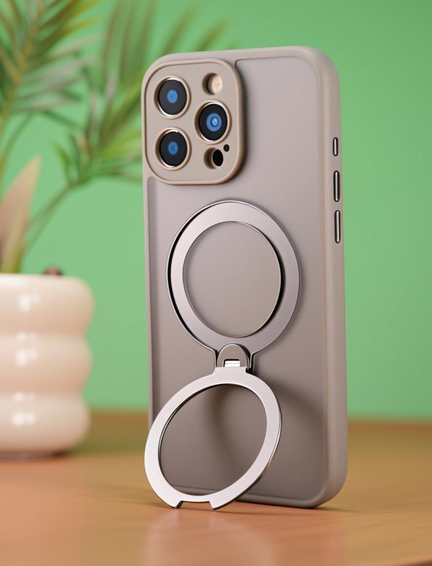 360° Spin Magnetic Stand for iPhone 16 Pro Max Case, [Fit for MagSafe][Military Protection][Full Camera Protection] Adjustable Kickstand iPhone Case for iPhone 16 Pro Max 6.9", Gray