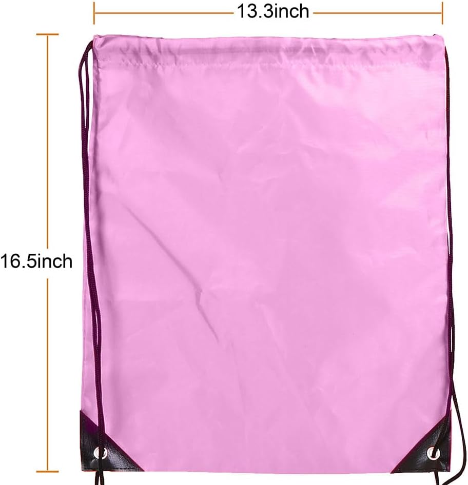 Drawstring Backpack Bulk 24Pcs Draw String Backpack Bags DIY Gym Sports Traveling Yoga Cinch Bag Sackpack Drawstring(pink)