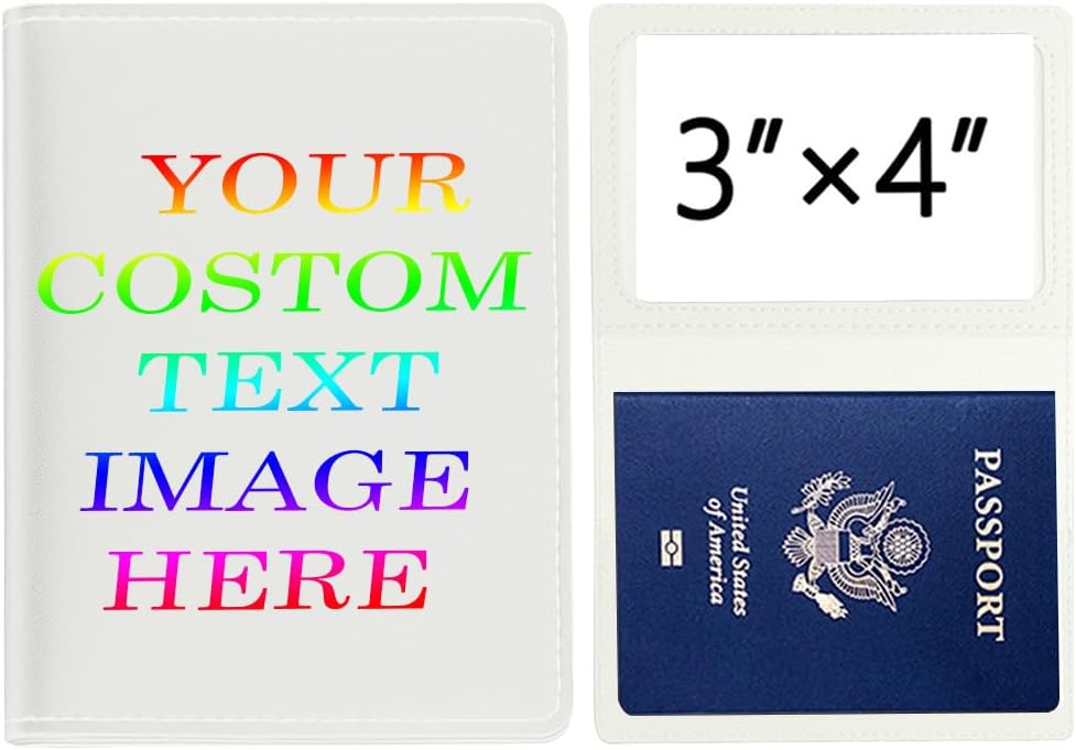 Personalized Passport Holder – Custom Name or Logo, PU Leather Travel Wallet for Men & Women, Fits Passport, Compact Travel Accessory Gift (White)