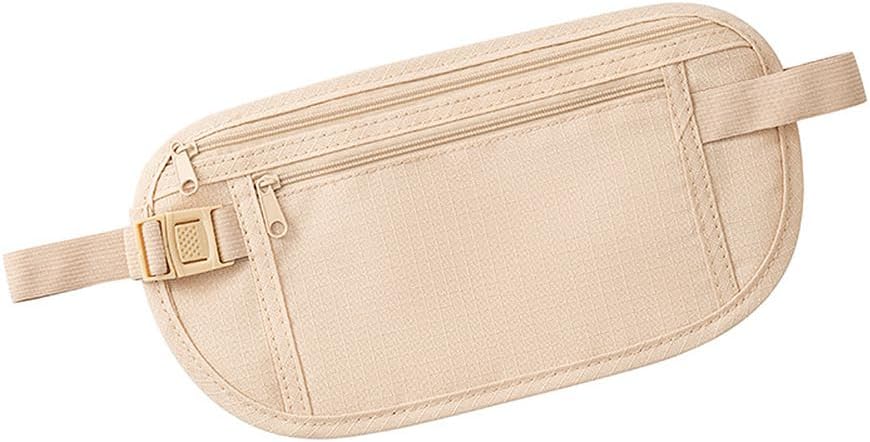 Omnpak Travel Money Belt, Hidden Waist Wallet Anti Theft Unisex Travel Pouch with Double Pocket to Protect Cash, Credit Cards, Passport Holder