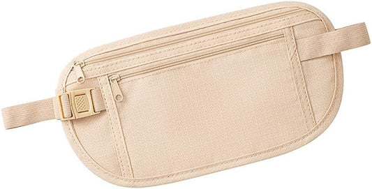 Omnpak Travel Money Belt, Hidden Waist Wallet Anti Theft Unisex Travel Pouch with Double Pocket to Protect Cash, Credit Cards, Passport Holder