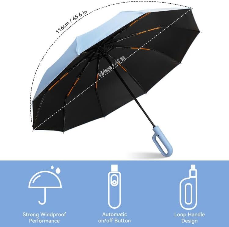 Folding & Inverted Umbrella, Outdoor Travel Umbrella, 46 Inch Portable Reverse Folding Umbrella，Windproof Folding Umbrella for Men and Women