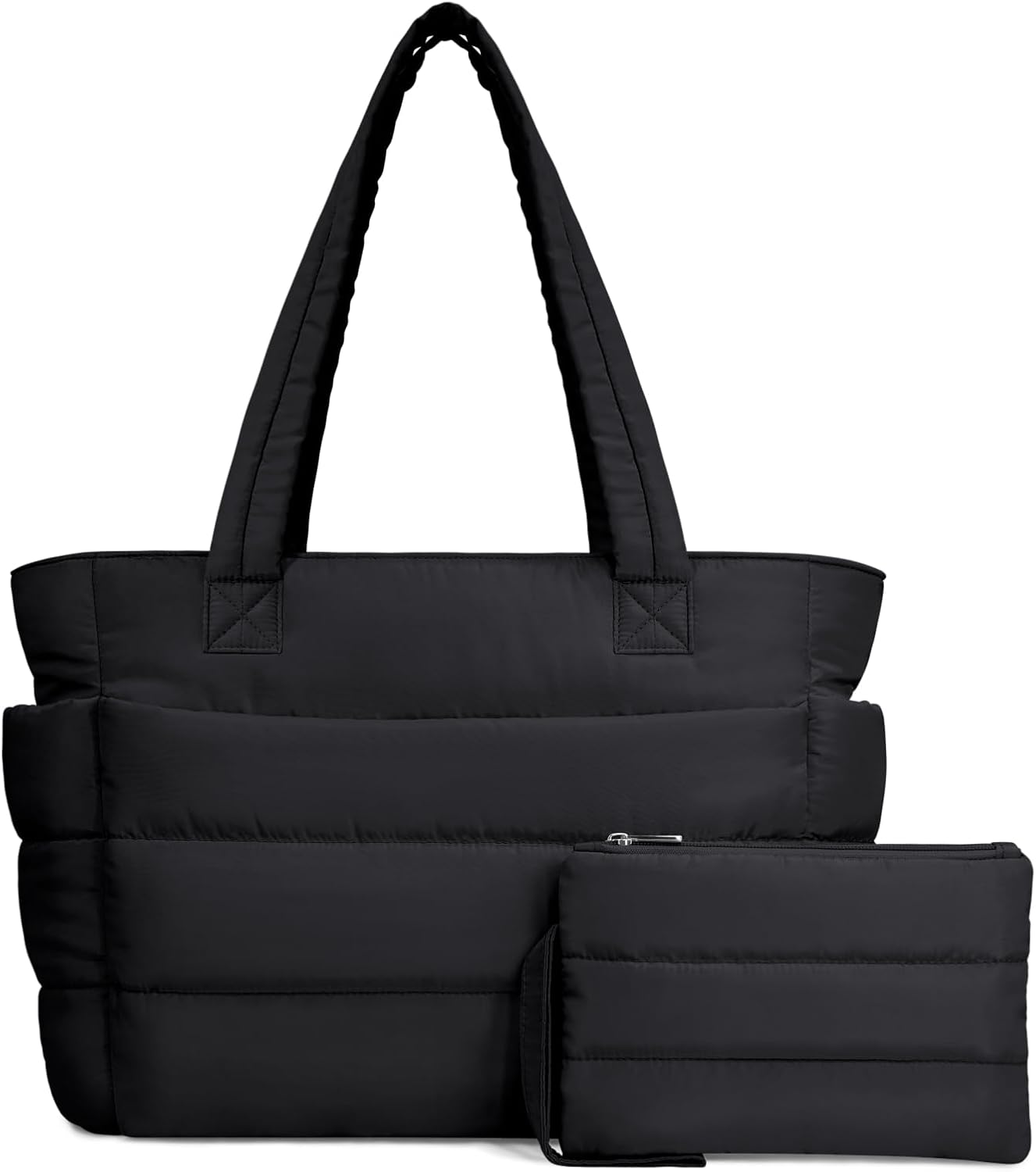 TOPDesign Puffer Tote Bag for Women, Lightweight Puffy Handbag with Compartments, Quilted Shoulder Bag for Work, Travel, Gym