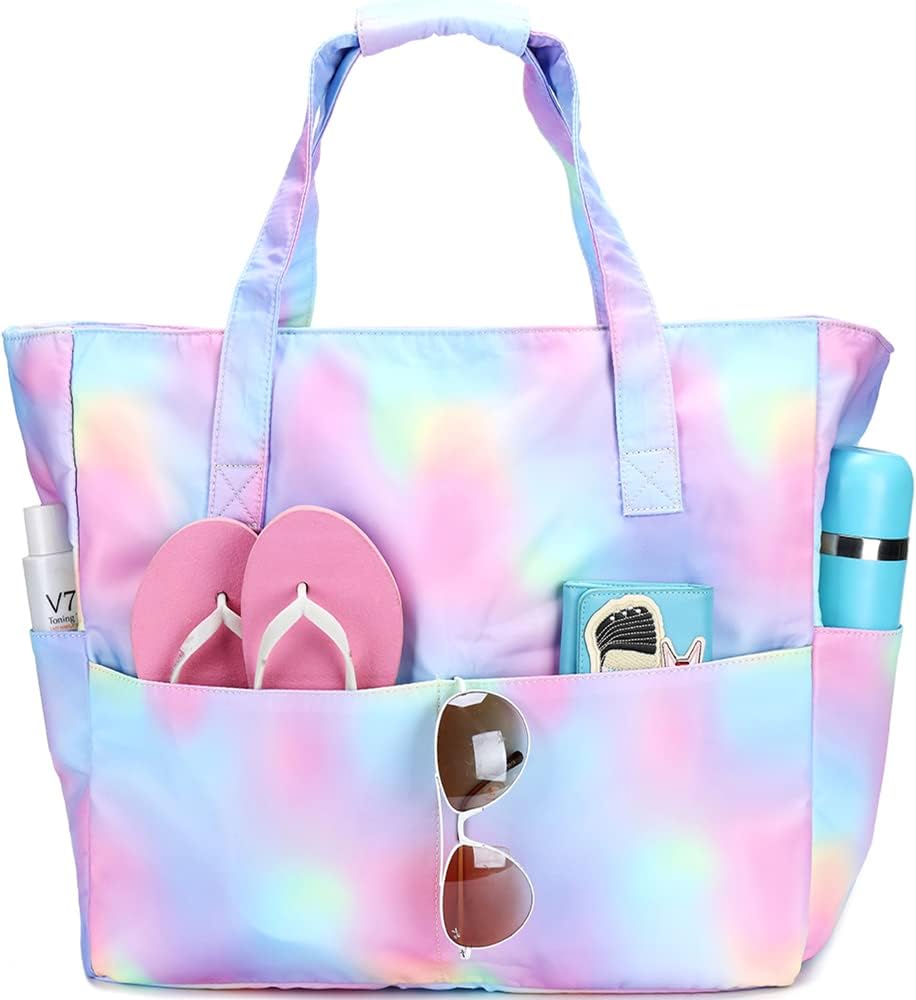 Bluboon Waterproof Beach Tote Pool Bags for Women Ladies Extra Large Carry On Bag With Wet Compartment for Weekender Travel