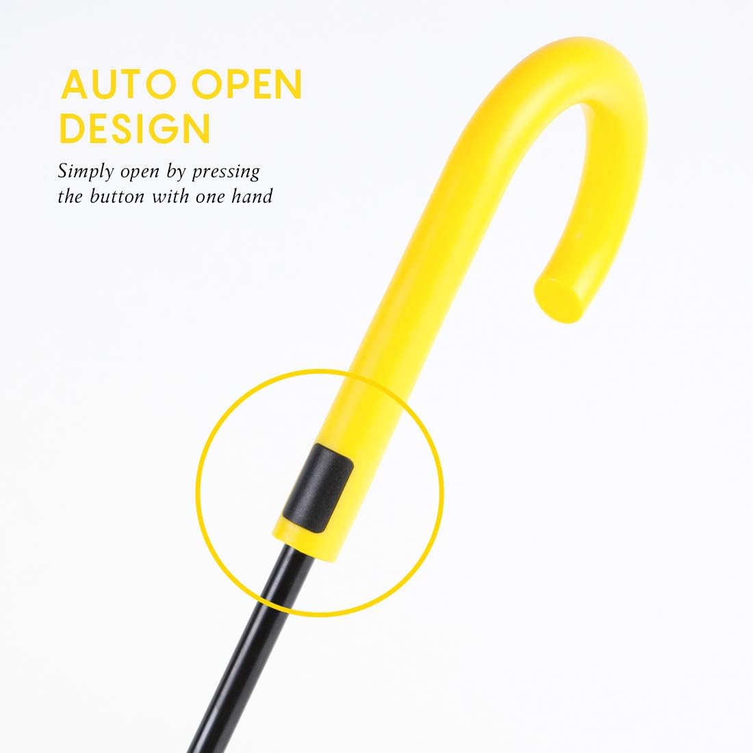 RUMBRELLA UV Stick Umbrella Auto Open UPF 50+ with J Hook Handle 51IN