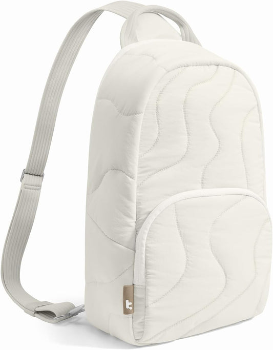 tomtoc 10L Puffy Sling Bag Backpack for Women Trendy, Quilted Padded Crossbody Bag for 11-inch iPad, iPad Air M3/M2, iPad Pro M5 2025/M4, Nintendo Switch 2, Lightweight Puffer Travel Chest Bag Daypack