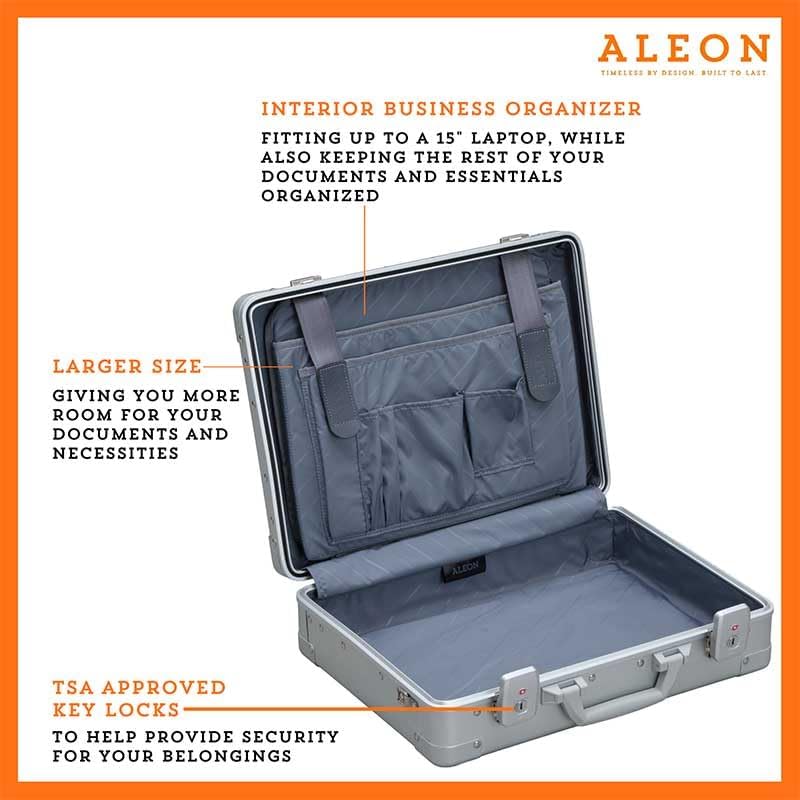 All Aluminum Lightweight 17" Premiuim Laptop Briefcase for Men – Shockproof Hard Shell Attache Case