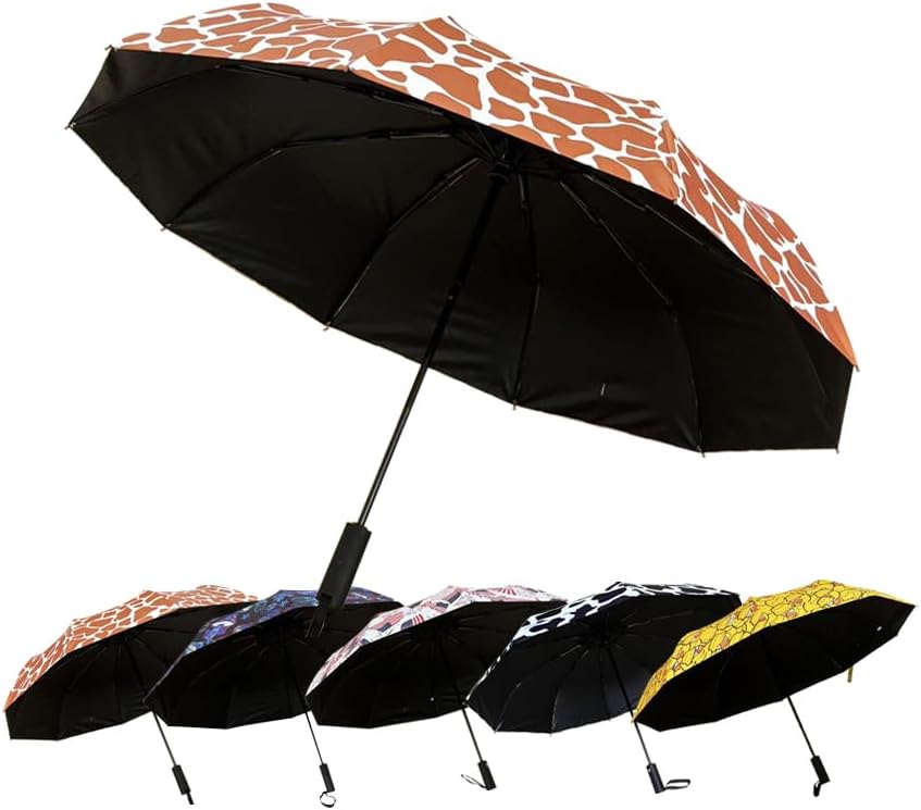 Windproof Travel Automatic Umbrella, 10 Ribs, Rainproof Foldable, Uv-Resistant, Portable