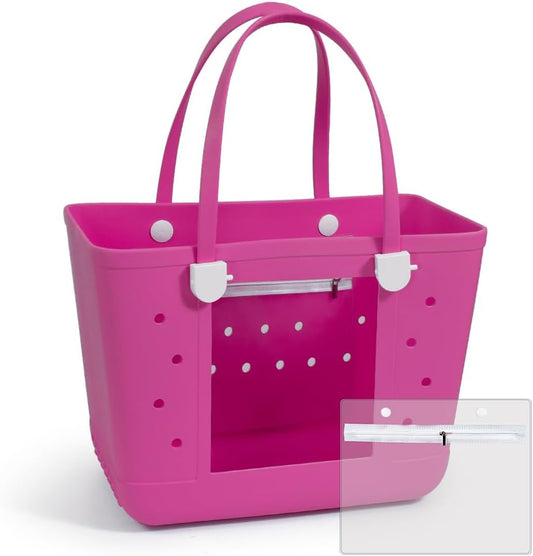 Rubber Beach Bags with Visual Window, Extra Large Waterproof Sandproof Rubber Tote Bag for Pool,Boat & Travel