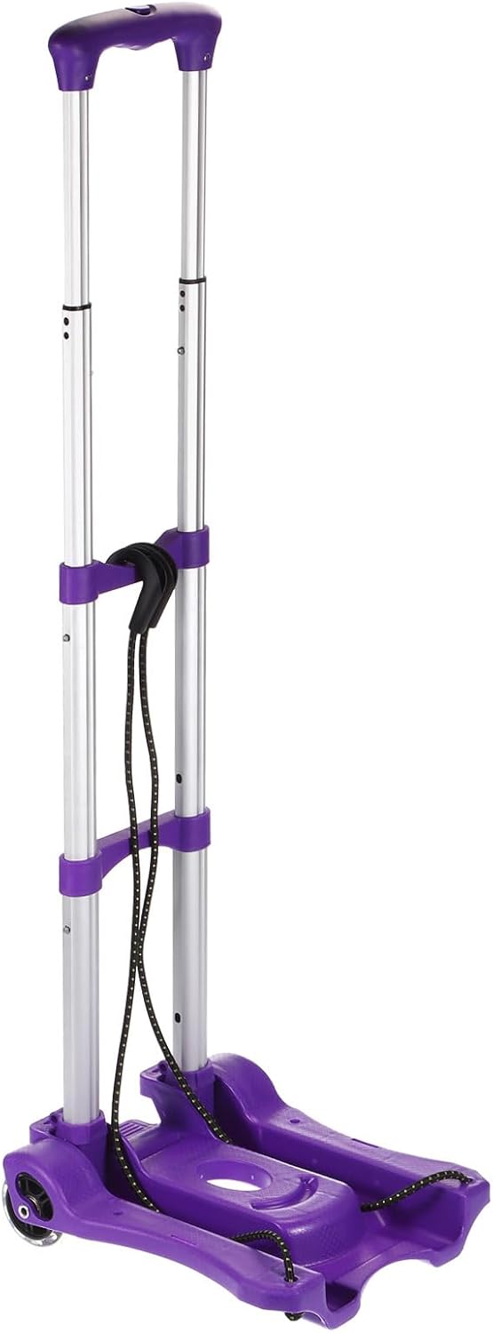 MECCANIXITY Folding Hand Truck 55lb Portable Luggage Cart Aluminum Foldable Dolly Trolly with Telescoping Handle for Travel, Moving, Shopping, Office Purple