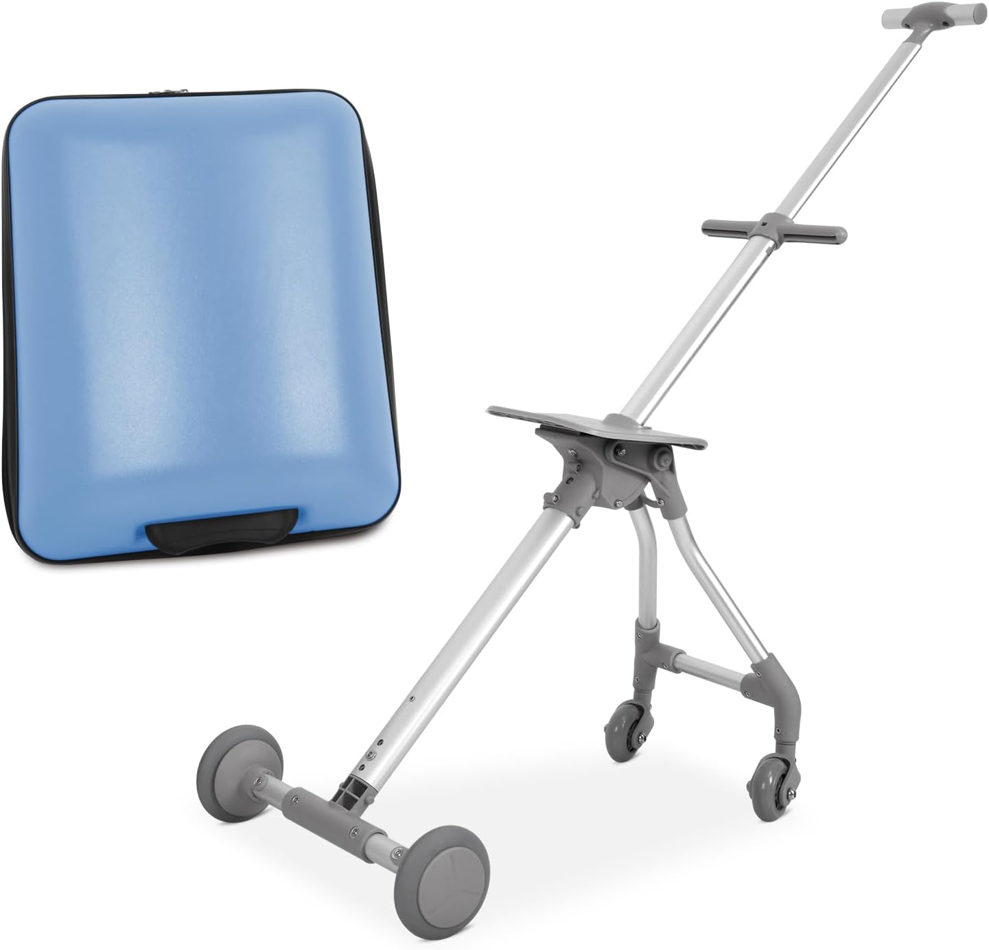 3-in-1 Carry On Luggage with Removable Cart | 20” Hardside Suitcase, Detachable Travel Tote & Foldable Utility Cart with 3 Adjustable Heights | for Adults, Kids, Shopping & Travel | 42L, 5KG (Blue)