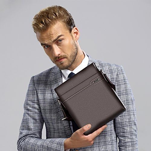 LAORENTOU Men's Genuine Leather Shoulder Bag, Business Crossbody Bag for Men Messenger Bags Leather Purse Men's Side Bags