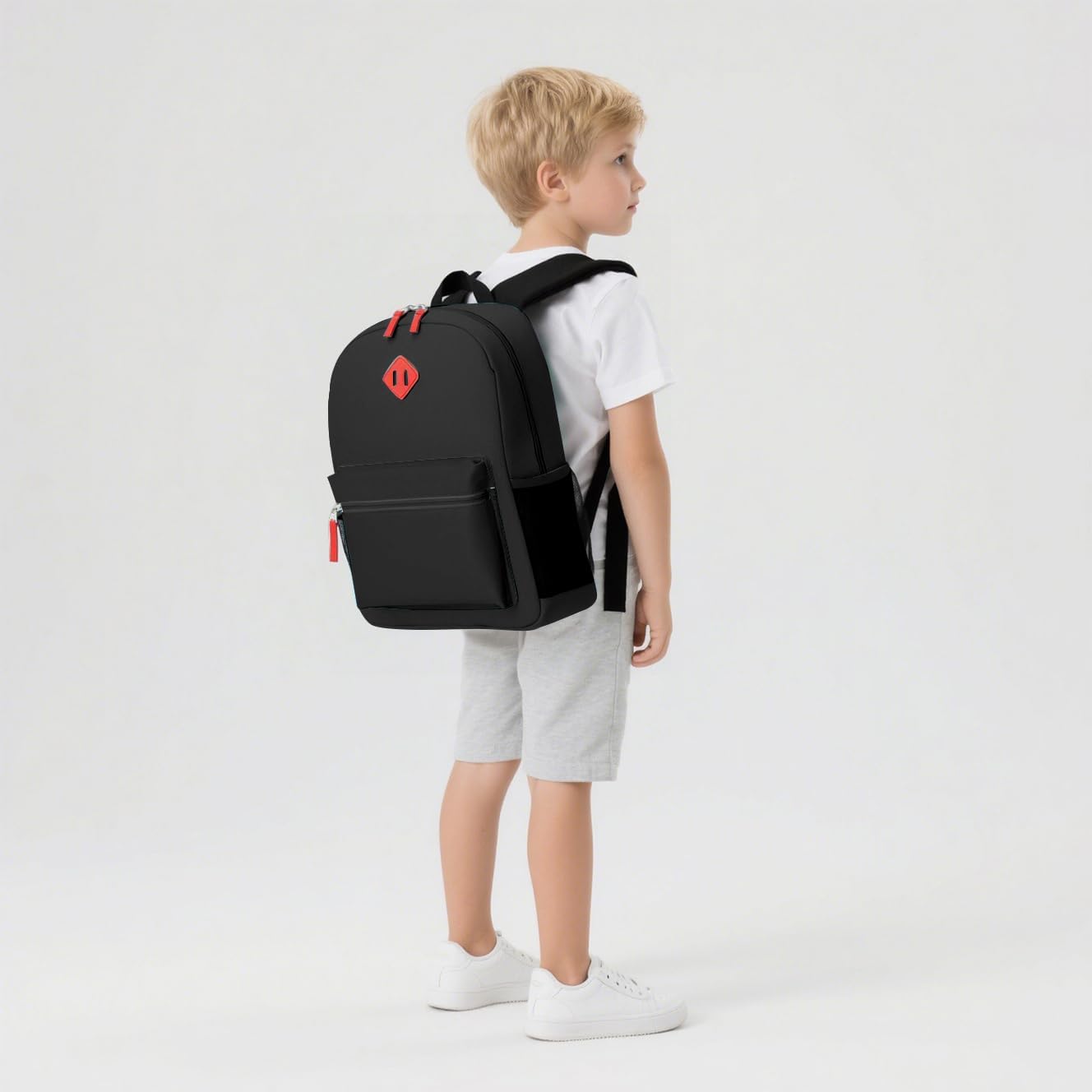 Preschool Backpack Kindergarten Toddler School Backpacks Primary School Backpack for Boys and Girls with Chest Buckle (Set Black, Medium-15 H)