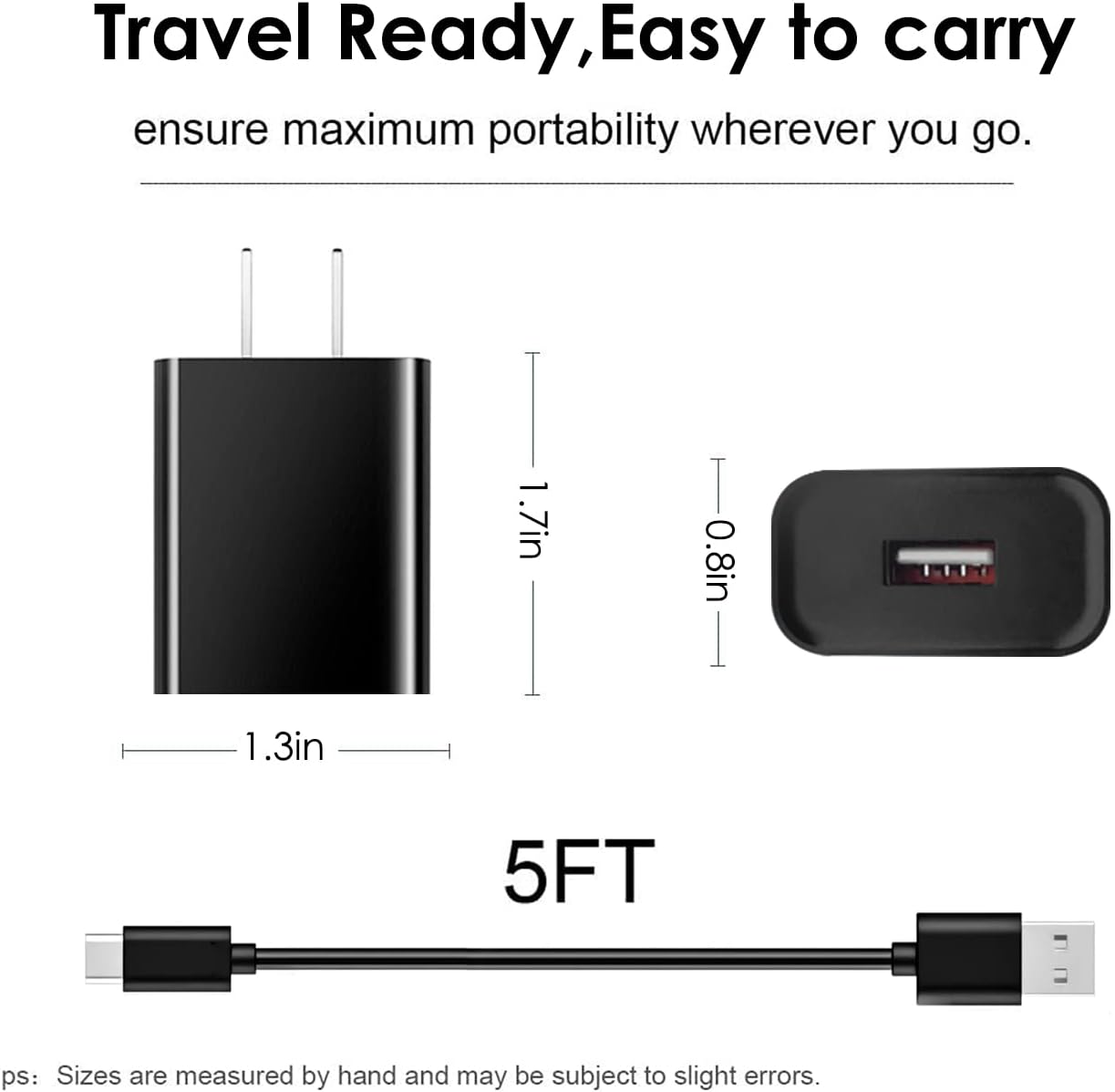 Fast Wall Charger 5ft USB Type C Charging Cable Cord fit for TCL Flip Pro, TCL Flip & Flip 2, Alcatel Go Flip 4, Cricket Icon 2/3, Ovation 2/3, Sonim XP8 XP8800, Jitterbug Flip 2 Lively Smart 3 Phone