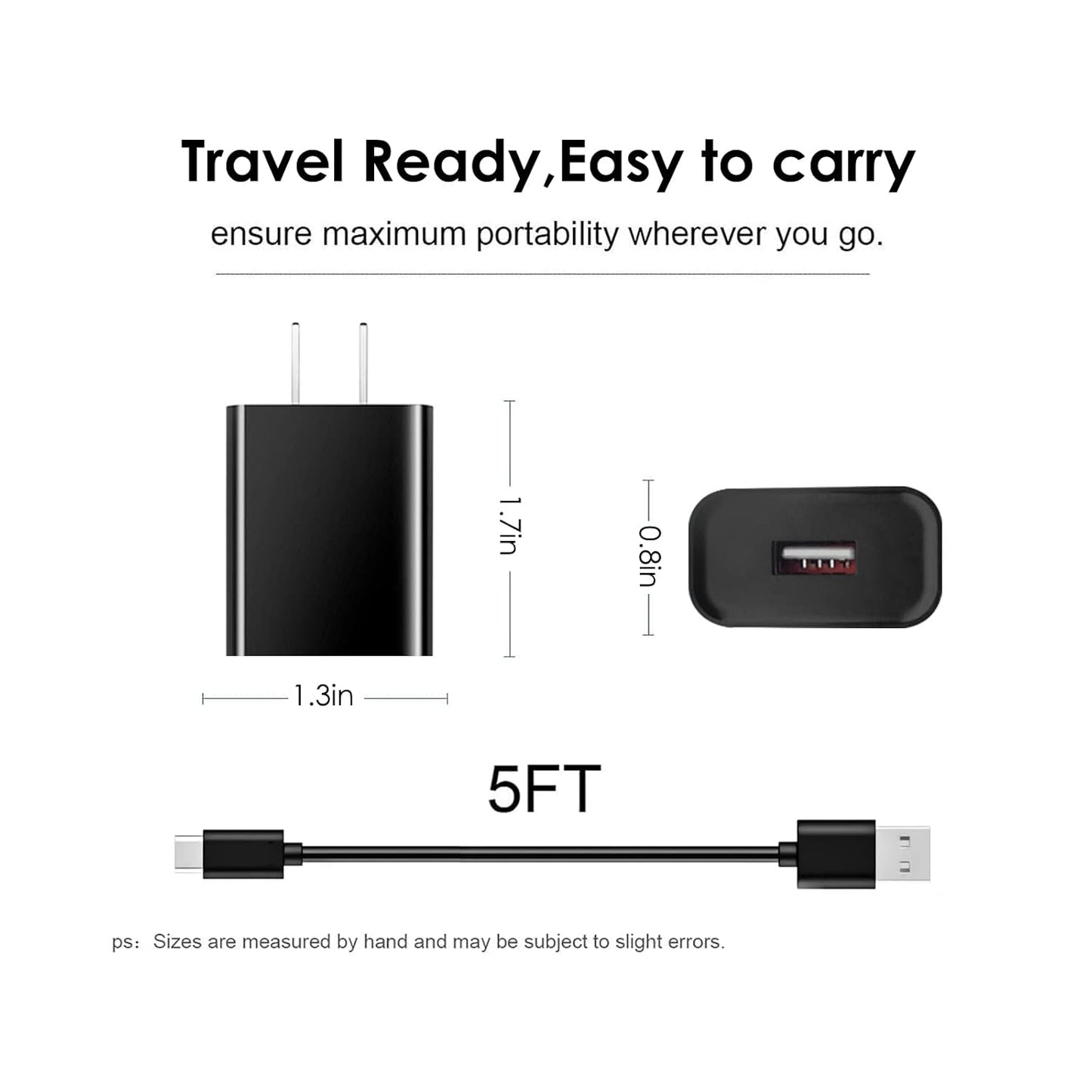 Fast Wall Charger Adapter USB C Charging Cable Cord for T-Mobile REVVL 7 PRO REVVL 6 PRO 5G/REVVL V+ 4 4+ 2 Plus 4 Plus, Cat S62 Pro S62 S61 S52 S22, Alcatel TCL 4X 5g TCL Flip Pro,Sonim XP3 XP8 Phone