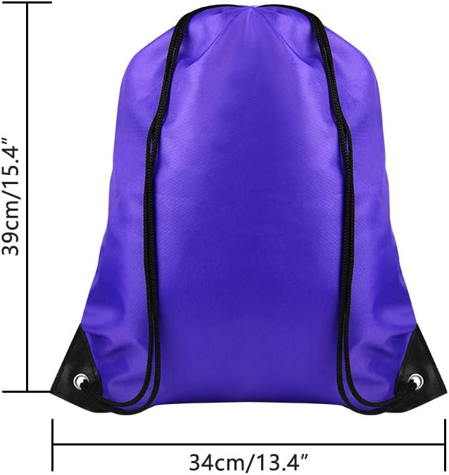 FEPITO 22 Pack Drawstring Bags String Backpack Bulk Sack Cinch Bag Sport Bags for School Gym Traveling (Blue)