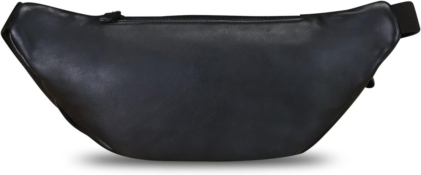 Genuine Leather Fanny Pack for Men and Women Real Leather Sling Bag Crossbody Bag Fashion Waist Bag Chest Purse (Black)