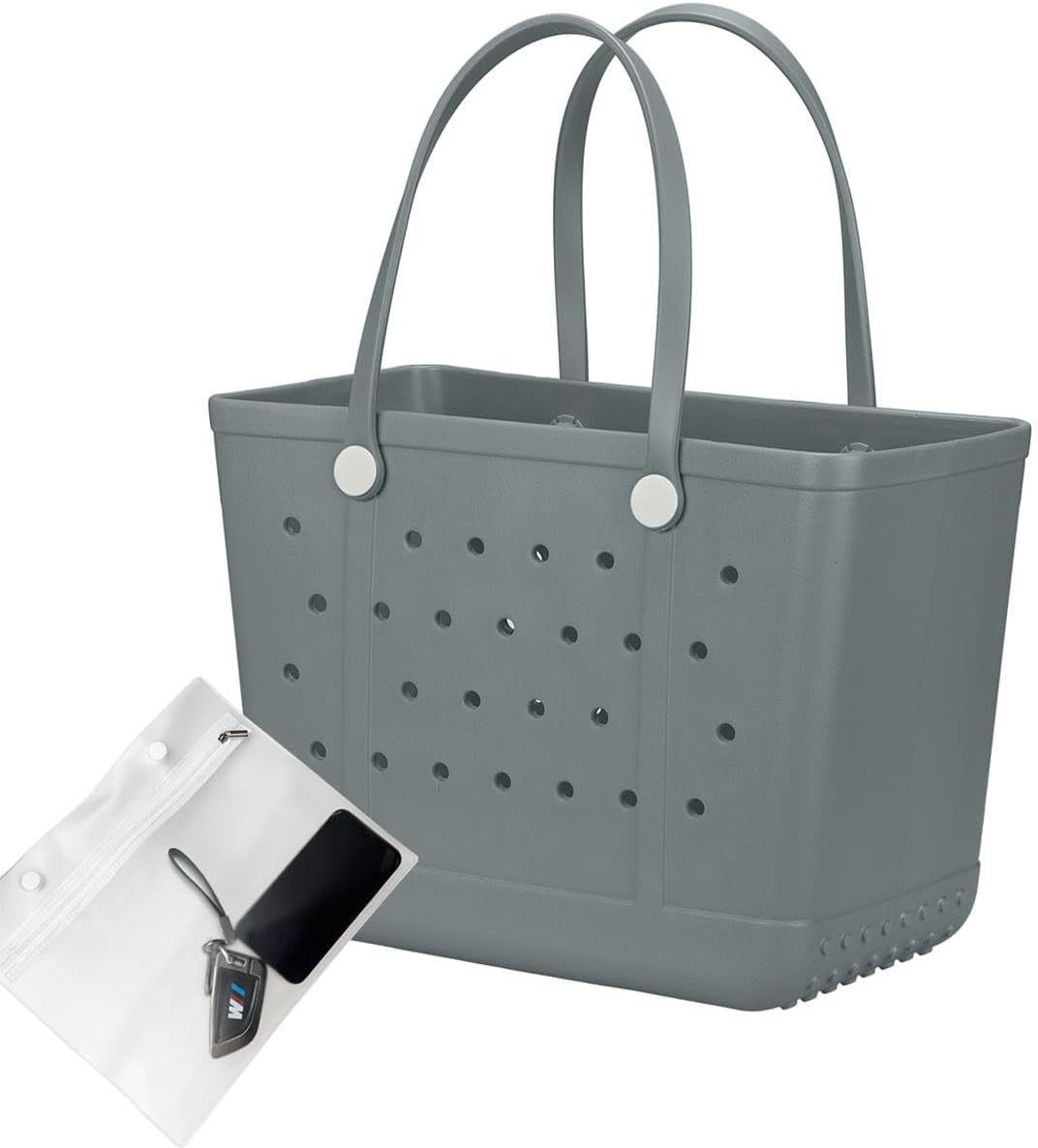 Rubber Beach Bag, Washable Moisture Resistant Durable Open Hole Tote Bag Beach Vacation Essentials