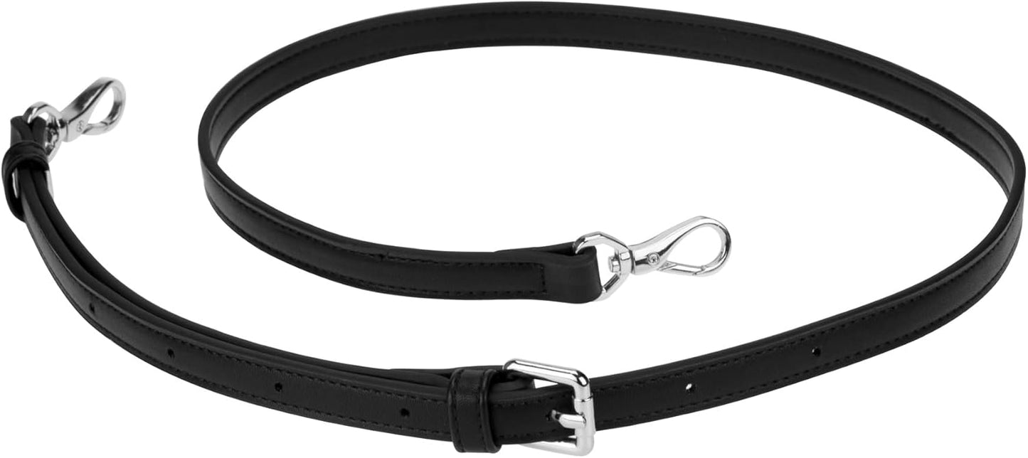 Allzedream Leather Purse Strap Replacement Crossbody Handbag Long Adjustable (Black, Silver Hardware)