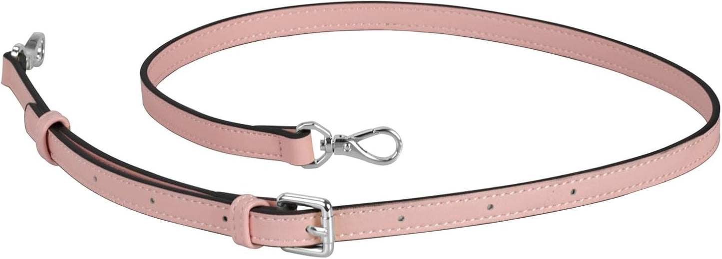Allzedream Leather Purse Strap Replacement Crossbody Handbag Long Adjustable (Pink, Silver Hardware)